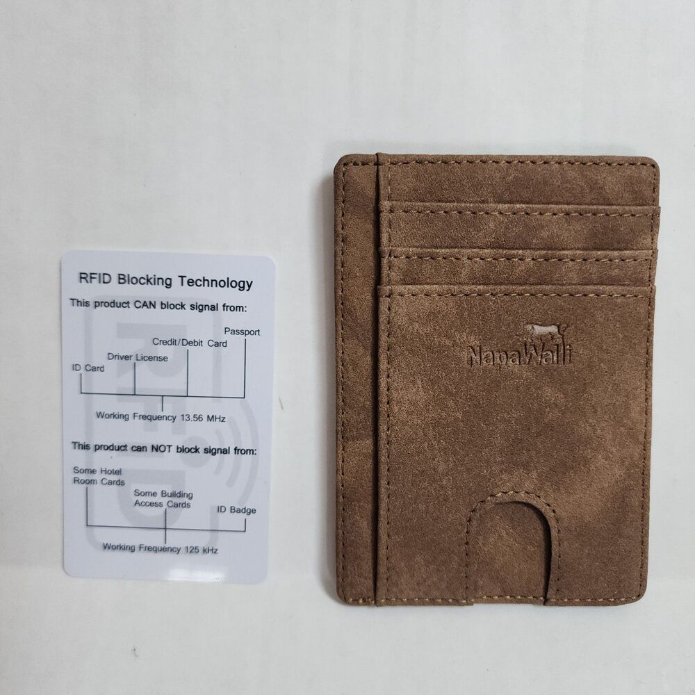RFID Blocking Brown Sandy Card Holder Case - Picture 2 of 3